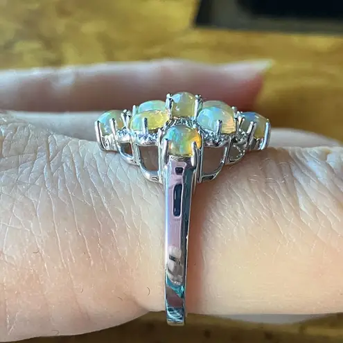 Natural Honey Opal Cocktail Ring Size 9 Silver