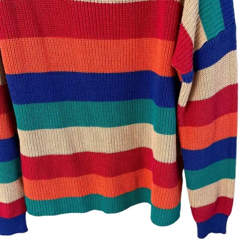 Umgee  Women’s Colorful Colorblock Crewneck Sweater Size Large