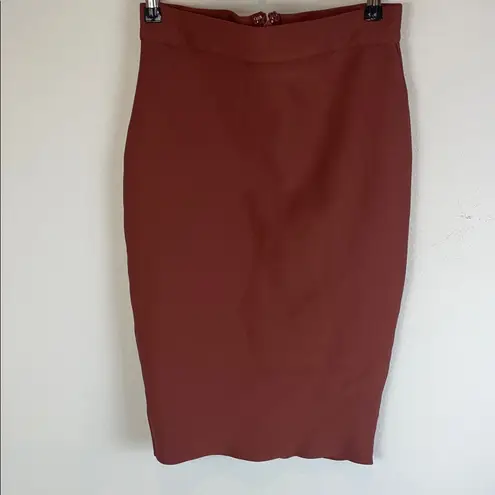 Elegant Rust Pencil Skirt Red Size M thumbnail 2