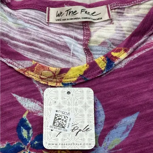 We The Free NWT  Free People Hey Girl Cotton Tank Top In Spring Plum Combo
