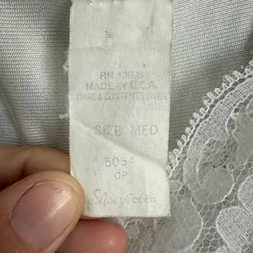 Vintage 1970s White Lace Trim Camisole half slip tank top medium euc