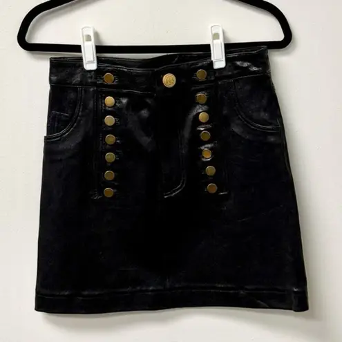 NWT Marissa Webb Rowena Stretch Leather Mini Skirt With Gold