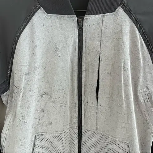 Lululemon  Var-City Bomber Jacket Black Silver-Gray Front Zip 8