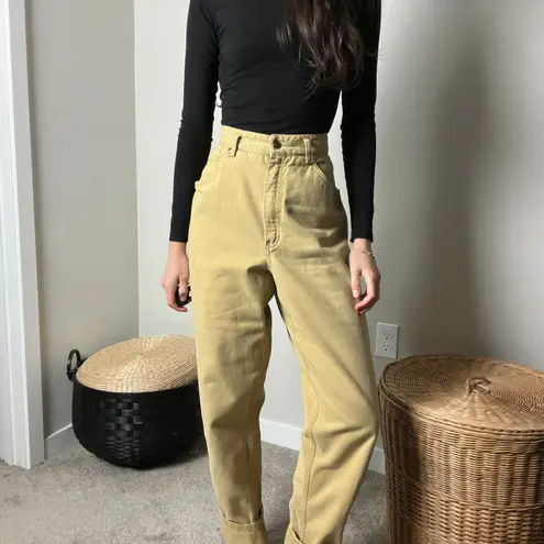 90s vintage mustard yellow cotton high waisted rise mom jeans pants by liz wear Size 30