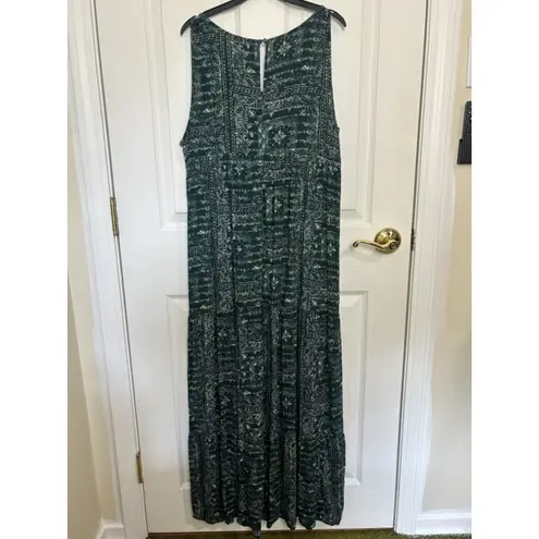 Sonoma  Paisley Print Sleeveless Tiered Maxi Dress Size Large Boho Western Beach
