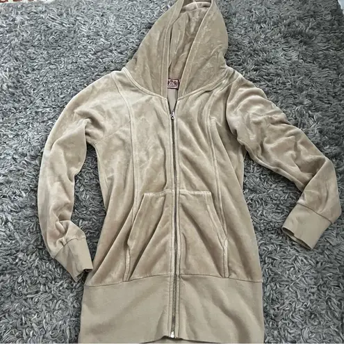 Juicy Couture  beige caramel velvet zip up hoodie size small