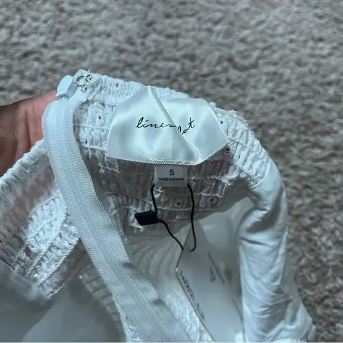 Line and Dot Revolve  Eyelet Lace Peplum Tube Top