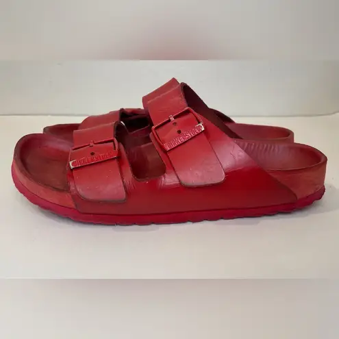 Valentino Garavani & Birkenstock Unisex Arizona Red Leather Sandals Sz 8.5 (39)