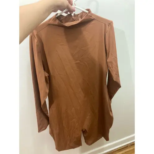 SKIMS Size 4X ALL-IN-ONE LONG SLEEVE MID THIGH ONESIE CARAMEL NWT Jumpsuit