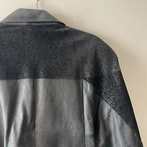 Vintage 90s Ladies Black Leather Trench Coat Full Length Long Large 80s Mob Wife