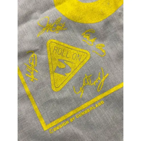 Vintage 80s Alabama Roll On Tour Band Bandanna Concert Signatures 21" x 21" Yellow