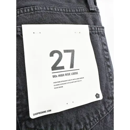 RE/DONE 90s High Rise Loose Fit Relaxed Straight Leg Washed Black Ripped Jeans