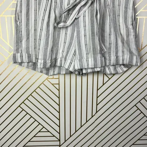 L’Academie The Lark High Waist Tie Short in White Stripe Size US Small