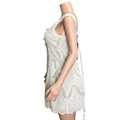 Elliatt Eliza Lace Lattice Mini Dress, Ivory, Medium