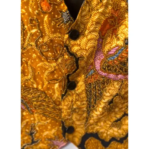 Vintage Keanar Beaded Vest Large Tan 1980