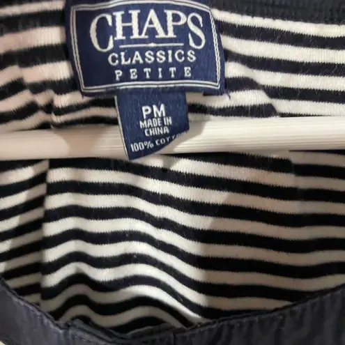CHAPS  Navy White Striped S/S Henley Petite Medium