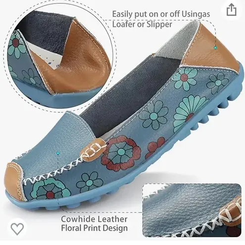 New!! Women’s blue floral slip in moccasins size 5