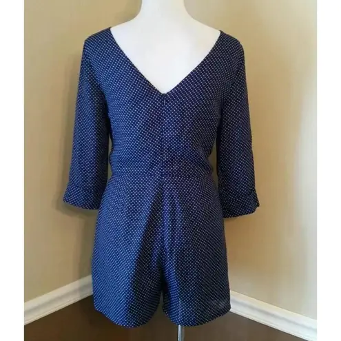 Lucy Paris NEW Modcloth Blue & White Polka Dot 3/4 Sleeve Shorts Romper Medium