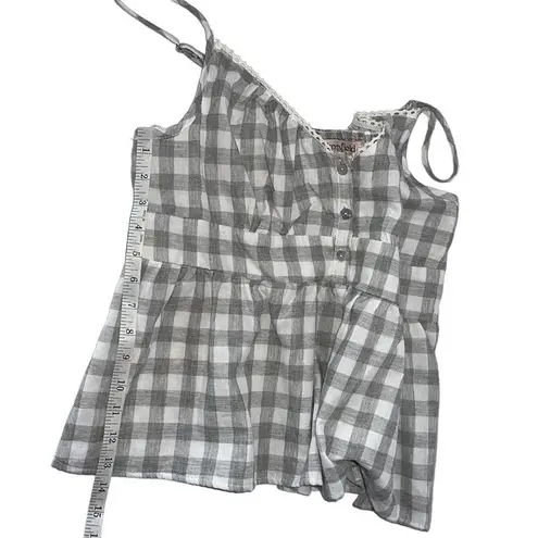 Gingham Peplum Tank Top Gray Size XL