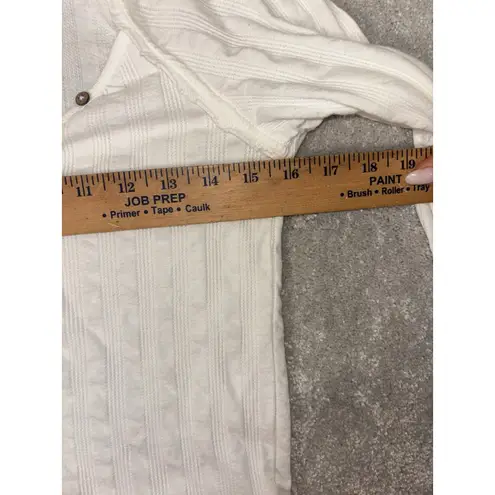 We The Free  Ivory White long sleeve Wild Hearts Henley ribbed knit shirt S