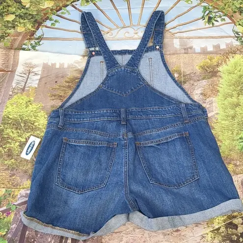 Old Navy denim distressed shorts overalls size medium