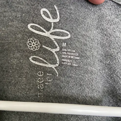 Made for life EUC women’s gray cowl neck drawstring hooded sweatshirt top medium