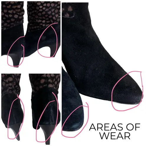 Nina BLACK & BROWN SPOTTED GENUINE SUEDE PULL ON KNEE HIGH BOOTS (5.5)