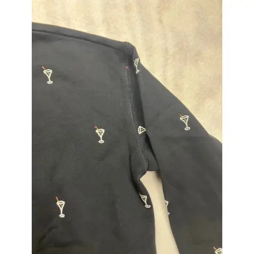 Love Grey Nordstrom Black Martini Cocktail Embroidered Crewneck Sweatshirt XS