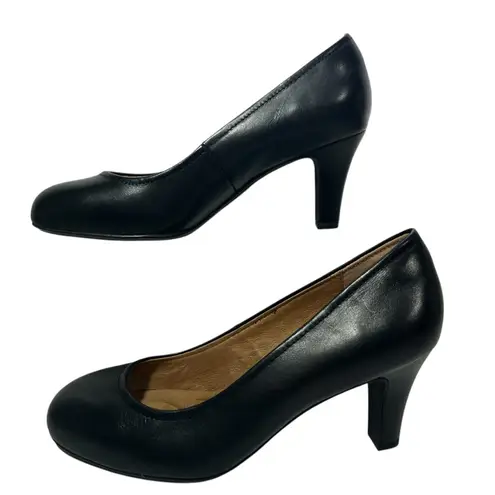 Sofft Black Leather Lana High Heels Pumps Classic Neutral Round Toe Size 8