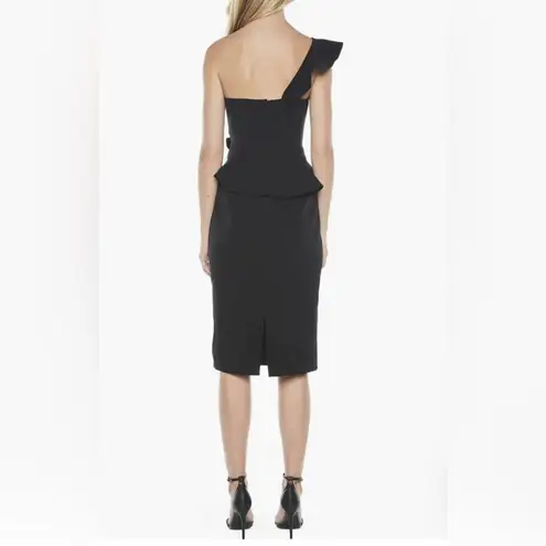 Bardot Camellia One-Shoulder Cocktail Sheath Dress in Black 6 / S