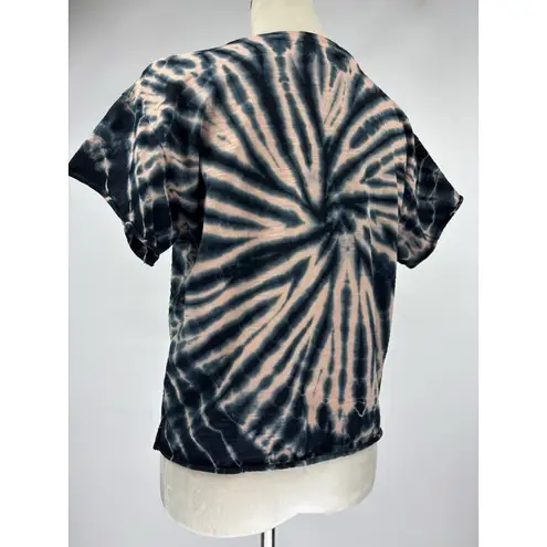 Nation Ltd Terrin Snap Tie Dye T-Shirt Tee Peach Black XS Short Sleeve Snaps