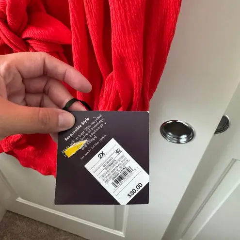 Ava & Viv Plus Size Long Sleeve Wrap Dress Red 2X NWT