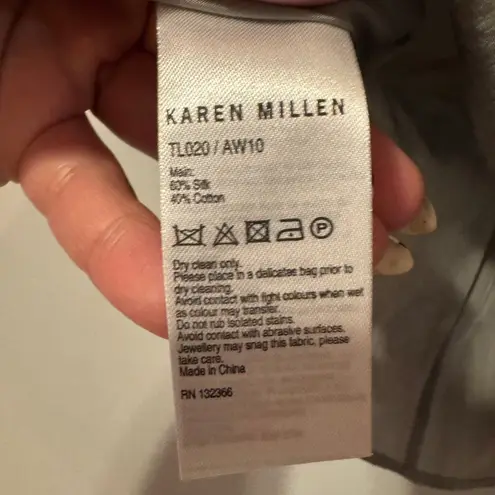 Karen Millen  NWT Gray Sleeveless Ruffle Mock Neck Top size 8