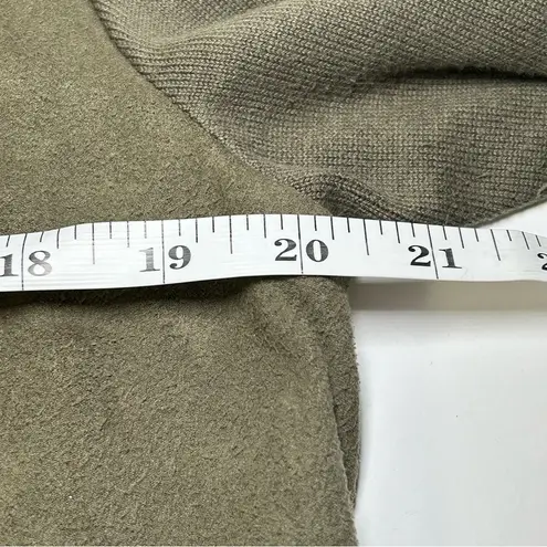 H by Halston Long Jacket Tunic Zippered Faux Suede Fully Lined Olive Coat Sz 14