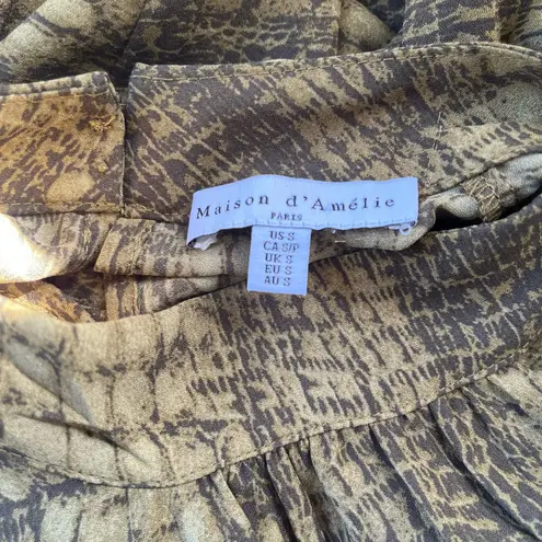 Vtg Y2K Maison d'Amelie Croc Print Womens Top Sz S Mob Wife Vampy 90s Whimsigoth Green