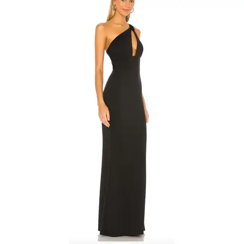 Katie May  Edgy Dress Black MEDIUM One Shoulder Gown Cutout USA Designer $298 NEW