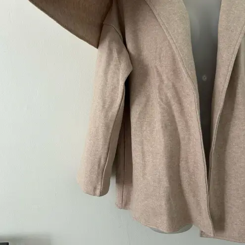 OGL Women's CashSoft Oversized Scarf Jacket Coat Heather Oatmeal S Small New Tan