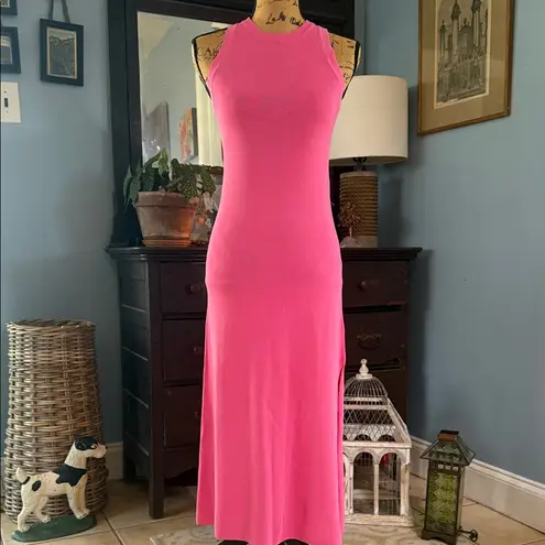 The Drop Gabriela High Neck Sleeveless Maxi Stretch Dress in Rose Pink Size XS