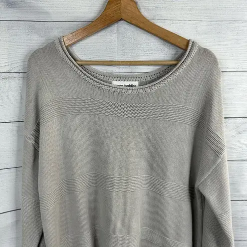 Neon Buddha Womens size Large Tunic Knit Sweater Gray Lagenlook Buttons