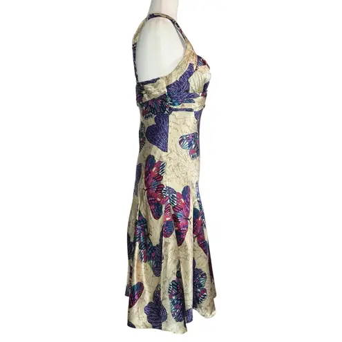 Vintage Y2K Nina Austin Dress M Silk Butterfly Babydoll Midi Whimsical Fairy Size M
