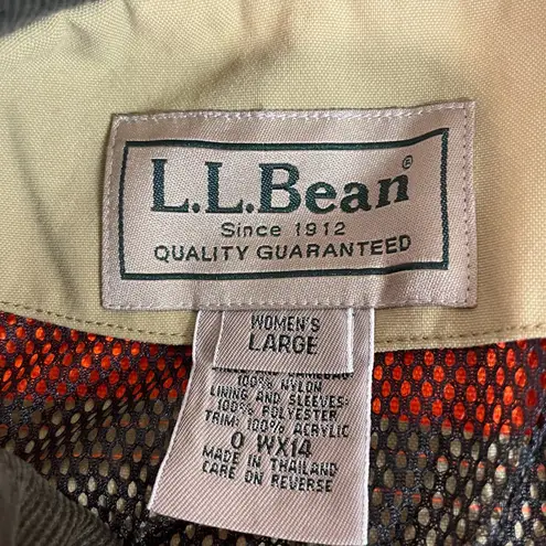 Vintage LL Bean Womens Khaki Orange Hunting Field Jacket Corduroy Collar Large