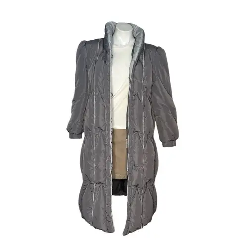 VINTAGE Down Grey Puffer Coat sleeping Bag Coat Long Line Womens Fits Medium Gray
