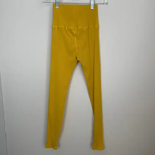 Carbon38 Ribbed 7/8 Legging Womens XS Yellow Athletic Pants