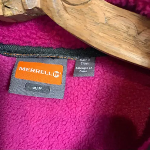 Merrell Pink Black Fleece Jacket Sz Medium Full Zip