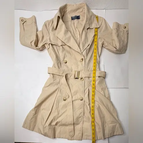 American Living Trench Coat Womens Size 14 Beige Pleated Classic Preppy Khaki PI