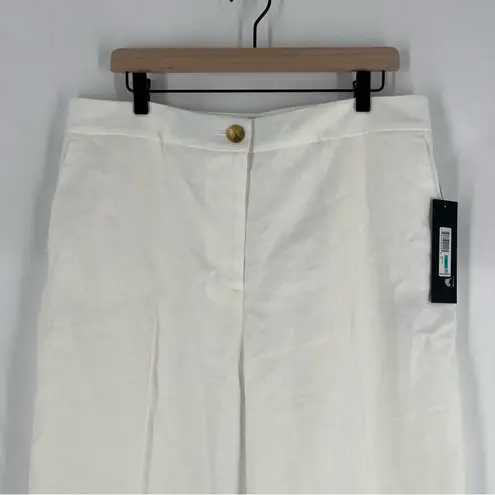 Donna Karan New York White Linen Blend High Rise Wide Leg Trouser NWT Size 16