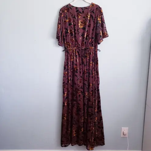 Baltic Born Uma Brown And Amber Floral Velvet Dress