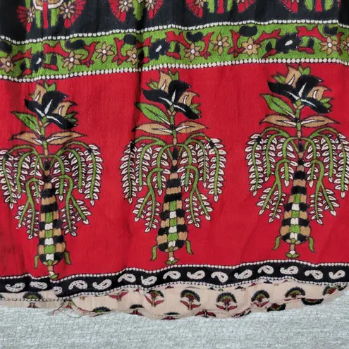 Jayli Dress Womens S Red Black Elephant Paisley Open Back Festival Beach Boho Tan