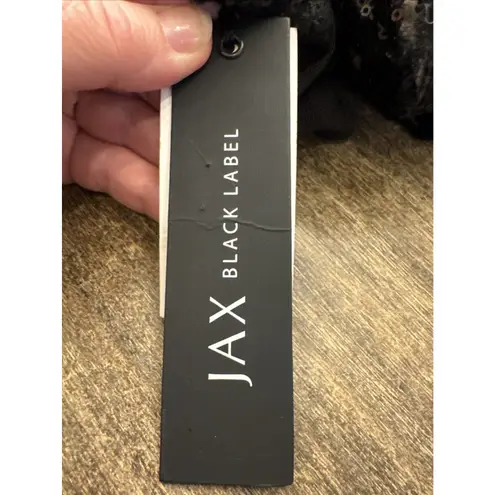 JAX Women's Sequined Lace Illusion Sheath Dress Black Size 12 Mesh