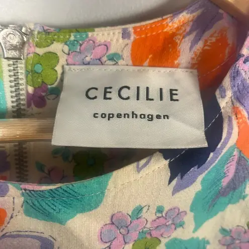 Cecile Copenhagen 1180 Mirna Dress bright multi color cotton Size Small Orange